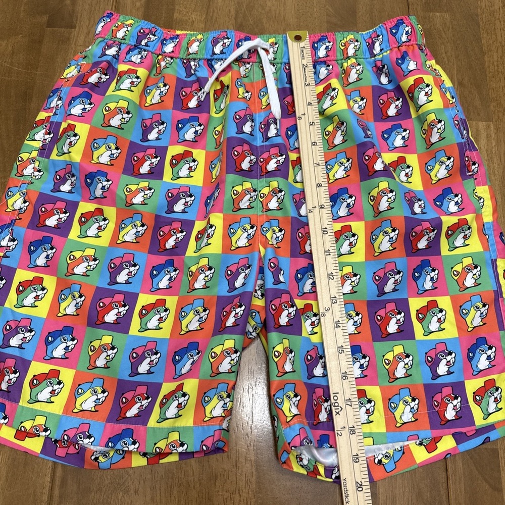 Buc-ees beaver swim trunks men's XL colorful checkered retro brief lined novelty - Picture 8 of 11